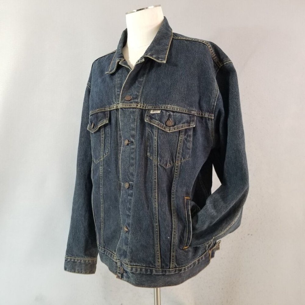 Levi's Signature Jacket men's XL extra Large blue denim trucker cotton retro - Picture 6 of 9